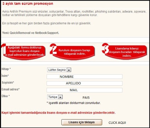 Ejemplo Licencia Avira v9